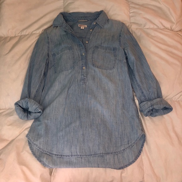 Merona Tops - Jean half button top